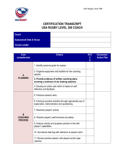 CERTIFICATION TRANSCRIPT USA RUGBY LEVEL 300 COACH