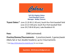 Fees: $900 (estimated) Practice/Games/Tournaments: 2 practices