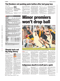 Minor premiers won`t drop ball