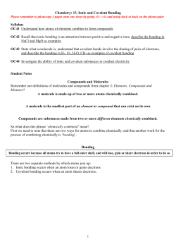 13. Ionic and Covalent Bonding