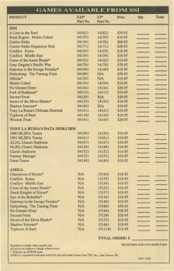 GAMES AVAILABLE FROM SSI