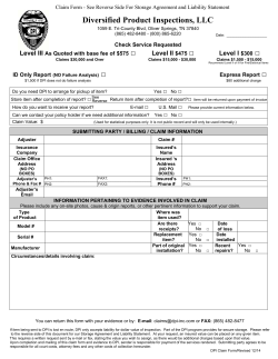 Diversified Product Inspections, LLC Level II $475 Level I $300