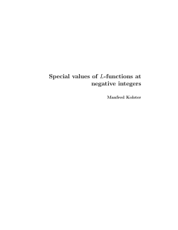 Special values of L-functions at negative integers
