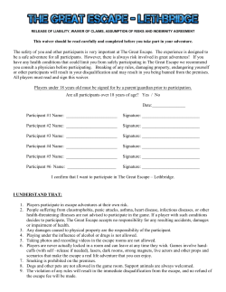 I confirm that I want to participate in The Great Escape &ndash; Lethbridge.