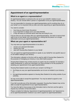 Appointment of an agent/representative