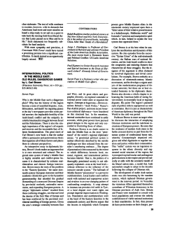 INTERNATIONAL POLITICS IN THE MIDDLE EAST OLD RULES