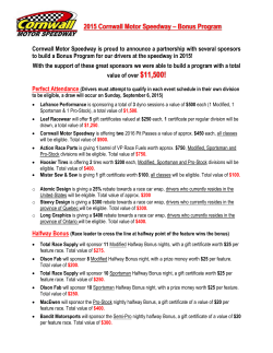 2015 Cornwall Motor Speedway * Bonus Program