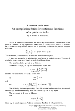 An interpolation series for continuous functions of a p-adic