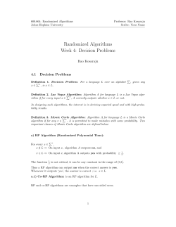 Randomized Algorithms Week 4: Decision Problems