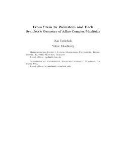 From Stein to Weinstein and Back - am Institut für Mathematik der
