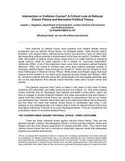 A Critical Look at Rational Choice Theory and Normative Political