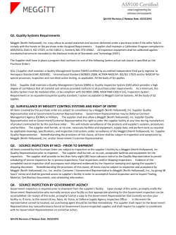Q1. Quality Systems Requirements Q2. SURVEILLANCE BY