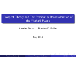 Prospect Theory and Tax Evasion: A Reconsideration of the Yitzhaki