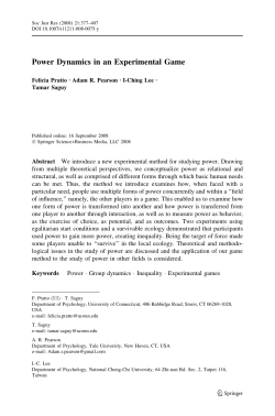 Power Dynamics in an Experimental Game