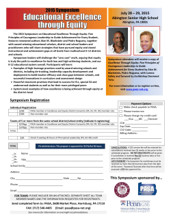 This Symposium sponsored by&hellip; - Pennsylvania Association of