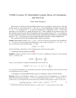 CS286.2 Lecture 10: Detectability Lemma, Decay of Correlations