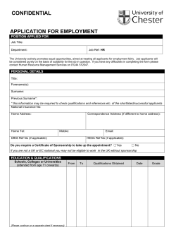 Application form - University of Chester