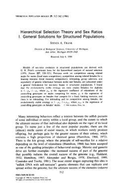 Hierarchical Selection Theory and Sex Ratios I. General