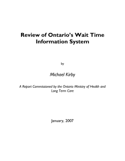 Review of Ontario`s Wait Time Information System