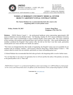 NURSES AT HOBOKEN UNIVERSITY MEDICAL CENTER REJECT