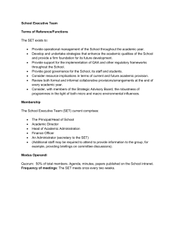 School Executive Team Terms of Reference/Functions The SET