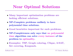 Near Optimal Solutions - UCSB Computer Science