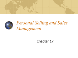 Personal Selling and Sales Management