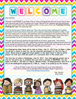 It is almost time to come to Kindergarten and I am so excited to meet