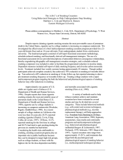 The A-B-C`s of Smoking Cessation: Using Behavioral Strategies to