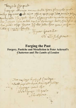 Forging the Past Forgery, Pastiche and Metafiction in Peter