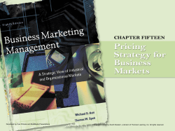 Pricing Strategy for Business Markets