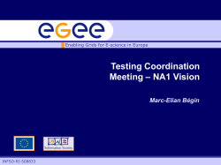 Testing Coordination Meeting – NA1 Vision Marc