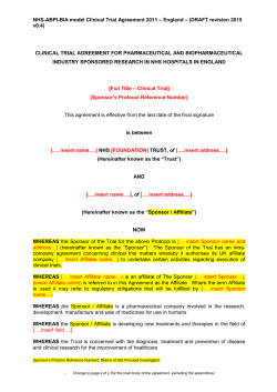 clinical trial agreement for pharmaceutical industry sponsored