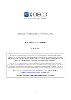 Principles for the Governance of Regulators