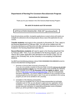 Department of Nursing Pre-Licensure Baccalaureate Program