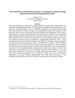 Non-Profit Status and Relational Sanctions: Commitment to Quality