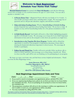 Best Beginnings Program - Marshall Medical Center