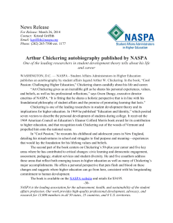 News Release Arthur Chickering autobiography published by NASPA