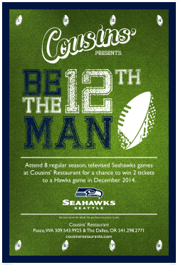 Attend 8 regular season, televised Seahawks games at Cousins