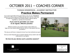 Coaches Corner October 2011 - The Address Montgomerie Dubai