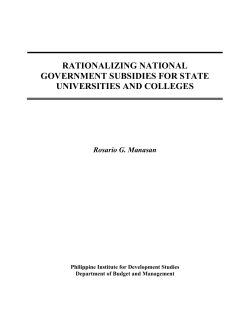 RATIONALIZING NATIONAL GOVERNMENT SUBSIDIES FOR