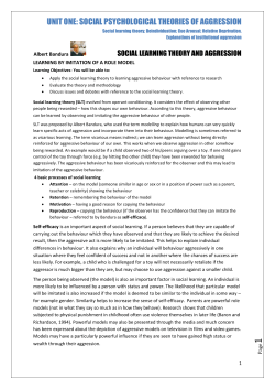 Social Psychological Theories of AGGRESSION