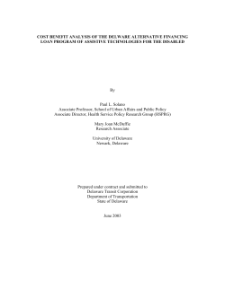 COST BENEFIT ANALYSIS OF THE DELWARE ALTERNATIVE