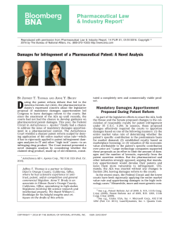 Damages for Infringement of a Pharmaceutical Patent