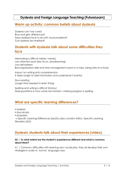 Dyslexia and Foreign Language Teaching