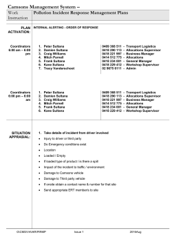 Pollution Incident Response Management Plans