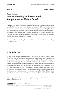 Team Reasoning and Intentional Cooperation for Mutual Benefit