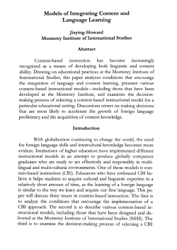 Models of Integrating Content and Language Learning