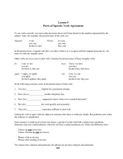 Lesson 5 Parts of Speech: Verb Agreement