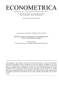 Higher Order Uncertainty and Information:Static and Dynamic Games